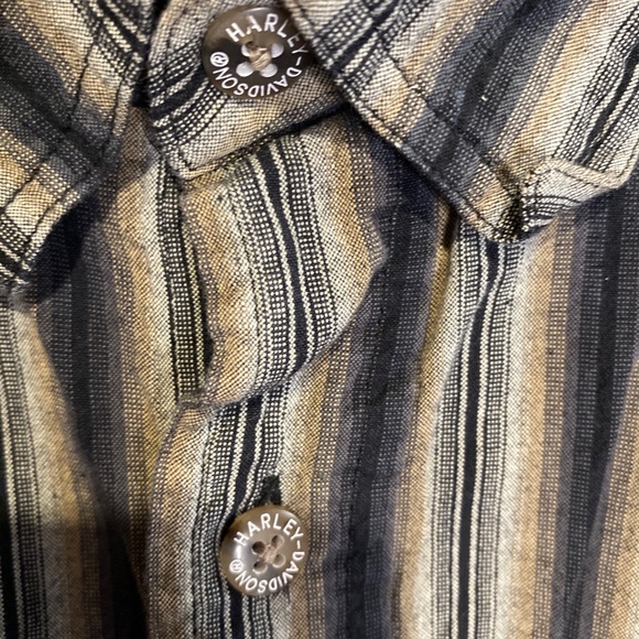 Harley Davidson Shirt Button Up Mens Large Tall. Striped Nice Preowned. - Picture 8 of 10